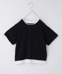 【110-160】レイヤード風半袖Tシャツ/洗濯機OK