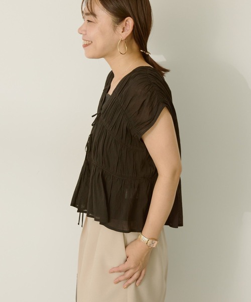 AMERICAN HOLIC（アメリカンホリック）の「【前後2WAY】フロントリボンブラウス（シャツ/ブラウス・レディース・ミント/ブラック/モカ・L/M）」の11枚目の写真