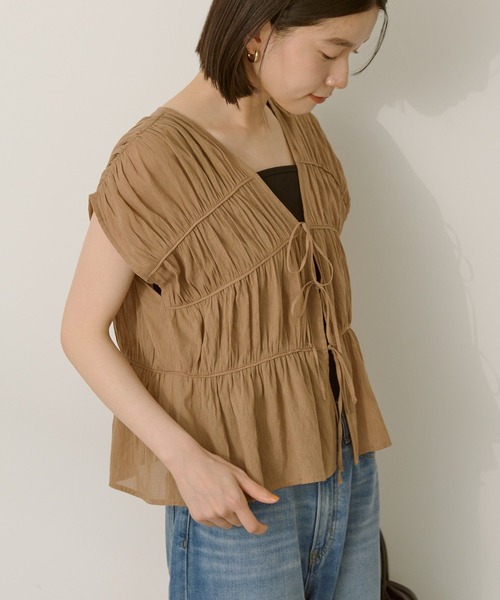 AMERICAN HOLIC（アメリカンホリック）の「【前後2WAY】フロントリボンブラウス（シャツ/ブラウス・レディース・ミント/ブラック/モカ・L/M）」の14枚目の写真