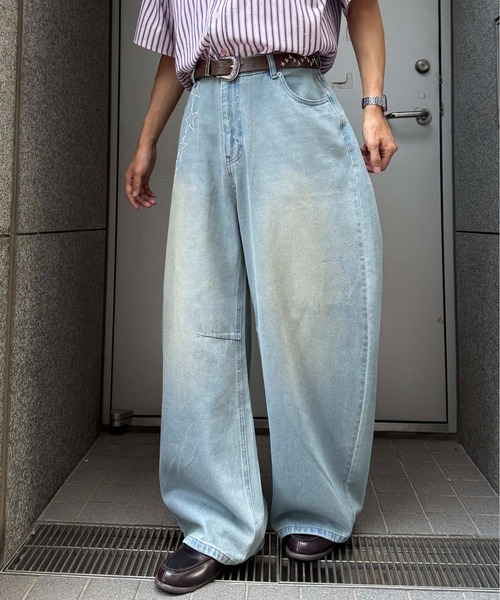 sedacle（セダクル）の「スターチェーン刺繍デニム（デニムパンツ・レディース・ライトインディゴブルー/ブラック・SMALL/MEDIUM/LARGE）」の19枚目の写真