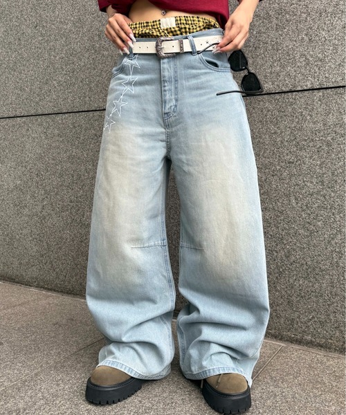 スターチェーン刺繍デニム（デニムパンツ）｜sedacle（セダクル
