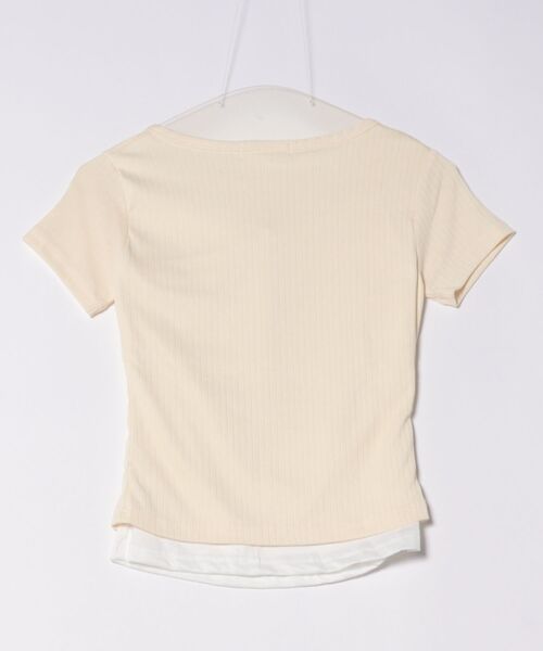 Nia(ニア)の「Nia(ニア)/ヘンリーネック レイヤード風レーストップス(Tシャツ/カットソー・レディース・イエロー/ピンク・SMALL/MEDIUM)」の3枚目の写真