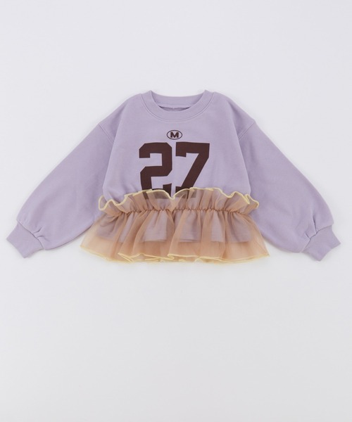 Ocean&Ground(オーシャン&グラウンド)の「チュールフリルナンバリングスウェット(スウェット・キッズ・ライトパープル/チャコール/グレー・140/130/120/110/100/90)」の8枚目の写真
