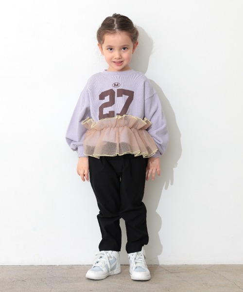 Ocean&Ground(オーシャン&グラウンド)の「チュールフリルナンバリングスウェット(スウェット・キッズ・ライトパープル/チャコール/グレー・140/130/120/110/100/90)」の4枚目の写真
