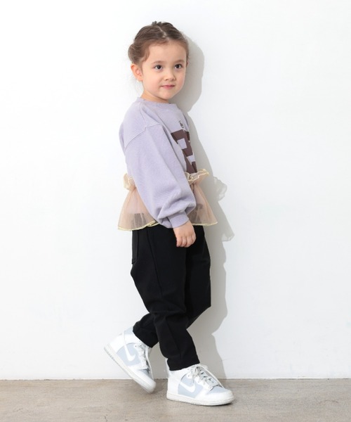 Ocean&Ground(オーシャン&グラウンド)の「チュールフリルナンバリングスウェット(スウェット・キッズ・ライトパープル/チャコール/グレー・140/130/120/110/100/90)」の5枚目の写真