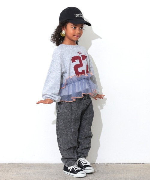Ocean&Ground(オーシャン&グラウンド)の「チュールフリルナンバリングスウェット(スウェット・キッズ・ライトパープル/チャコール/グレー・140/130/120/110/100/90)」の17枚目の写真