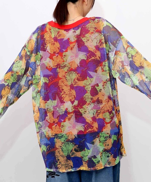 ScoLar(スカラー)の「152695:タンクトップ付 花柄メッシュプルオーバー(Tシャツ/カットソー・レディース・レッド/グリーン/ブラック・M)」の17枚目の写真