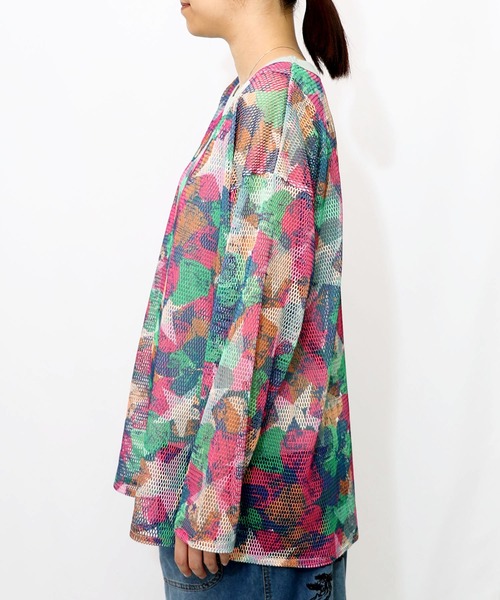 ScoLar(スカラー)の「152695:タンクトップ付 花柄メッシュプルオーバー(Tシャツ/カットソー・レディース・レッド/グリーン/ブラック・M)」の19枚目の写真