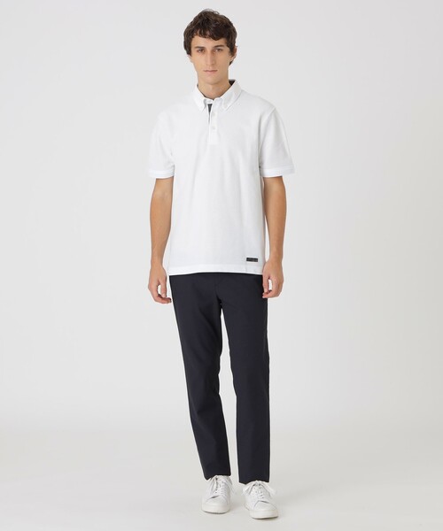 一部店舗限定】チェックコンビハニカムボタンダウンポロシャツ