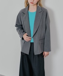 TEVALT | 配色ストライプポイントアシメヘムジャケット(テーラードジャケット)