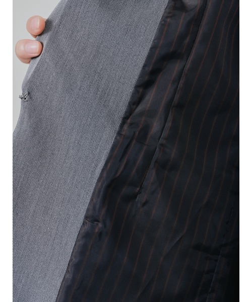 TEVALT（ヴァレット）の「配色ストライプポイントアシメヘムジャケット（テーラードジャケット・レディース・ブラック/チャコールグレー・38）」の10枚目の写真
