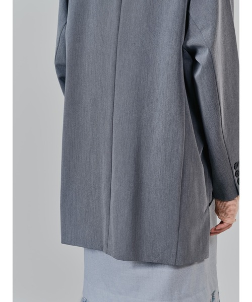 TEVALT（ヴァレット）の「配色ストライプポイントアシメヘムジャケット（テーラードジャケット・レディース・ブラック/チャコールグレー・38）」の12枚目の写真