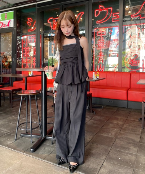 RAY CASSIN（レイカズン）の「レイヤードスラックスイージーパンツ（スラックス・レディース・グレー/グレー系その他2/ブラック系その他2・FREE/S）」の9枚目の写真