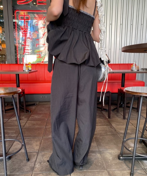 RAY CASSIN（レイカズン）の「レイヤードスラックスイージーパンツ（スラックス・レディース・グレー/グレー系その他2/ブラック系その他2・FREE/S）」の5枚目の写真