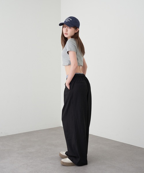 RAY CASSIN（レイカズン）の「レイヤードスラックスイージーパンツ（スラックス・レディース・グレー/グレー系その他2/ブラック系その他2・FREE/S）」の15枚目の写真