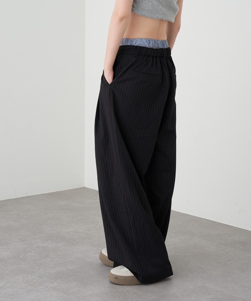 RAY CASSIN（レイカズン）の「レイヤードスラックスイージーパンツ（スラックス・レディース・グレー/グレー系その他2/ブラック系その他2・FREE/S）」の12枚目の写真