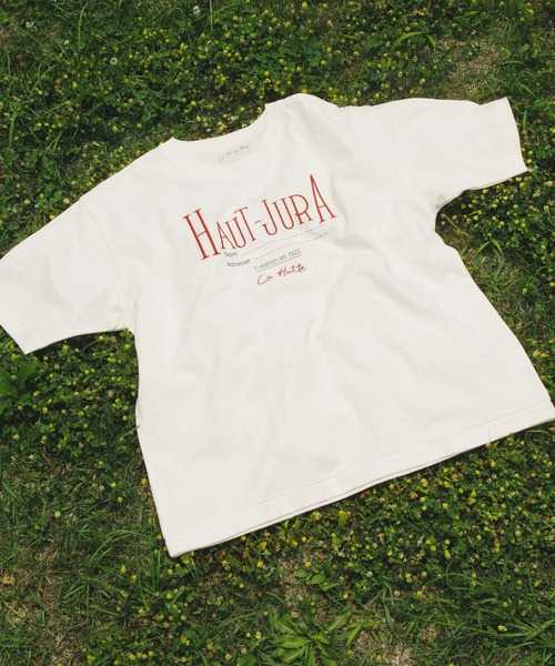 EKAL（エカル）の「『別注』La Hutte×EKAL　刺繍デザインTシャツ（Tシャツ/カットソー・レディース・オフホワイト/チャコールグレー・ONE）」の9枚目の写真