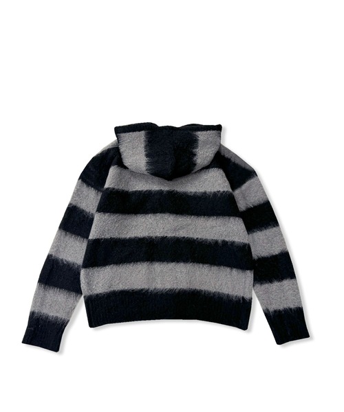 ANDGEEBEE(アンジービー)の「UNISEX ボーダーブークレフーディニット(ニット/セーター・レディース・ブラック/ブルー・FREE)」の4枚目の写真