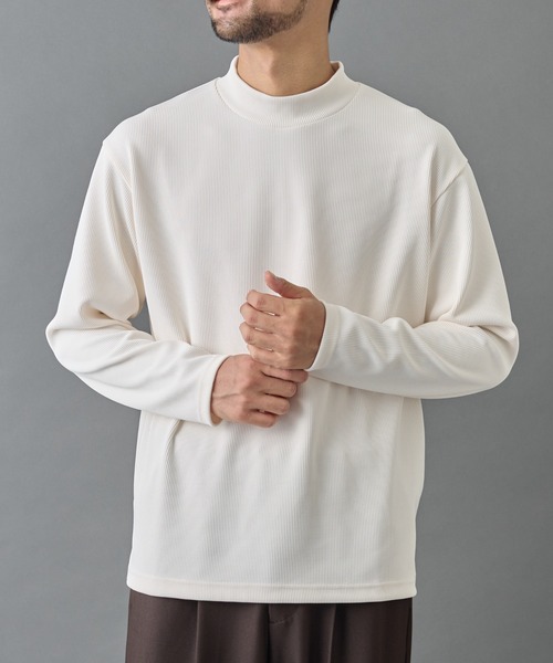 COLONY 2139（コロニートゥーワンスリーナイン）の「ドレープリブハイネック長袖T（Tシャツ/カットソー・メンズ・ホワイト/ブラック/グレー・MEDIUM/LARGE）」の4枚目の写真