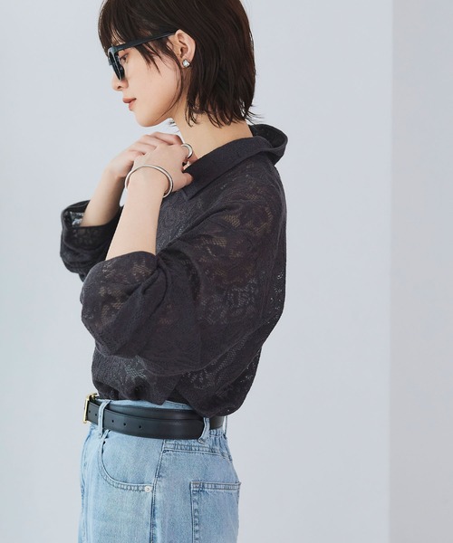 CROSS FUNCTION（クロスファンクション）の「《洗える》サマ美え シアージャガードレースニットカーディガン【CROSS FUNCTION/クロスファンクション】（カーディガン/ボレロ・レディース・ホワイト/チャコールグレー/ブルー・LL/M/L）」の17枚目の写真