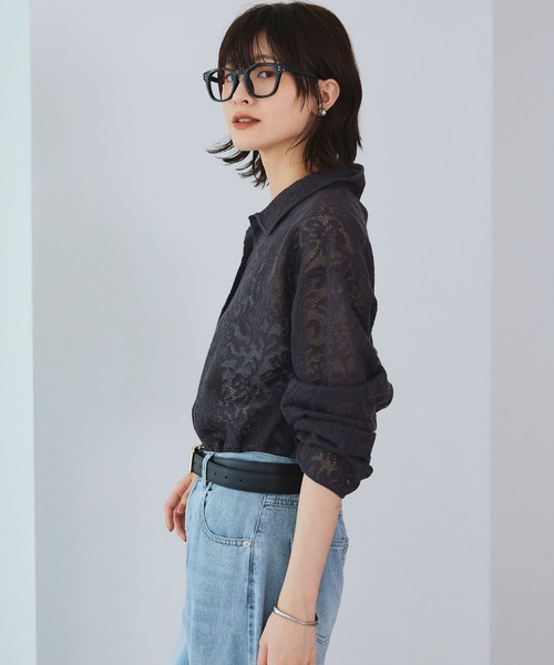 CROSS FUNCTION（クロスファンクション）の「《洗える》サマ美え シアージャガードレースニットカーディガン【CROSS FUNCTION/クロスファンクション】（カーディガン/ボレロ・レディース・ホワイト/チャコールグレー/ブルー・LL/M/L）」の18枚目の写真