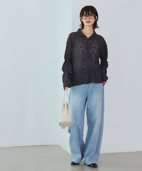 CROSS FUNCTION（クロスファンクション）の「《洗える》サマ美え シアージャガードレースニットカーディガン【CROSS FUNCTION/クロスファンクション】（カーディガン/ボレロ・レディース・ホワイト/チャコールグレー/ブルー・LL/M/L）」の22枚目の写真