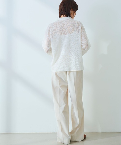 CROSS FUNCTION（クロスファンクション）の「《洗える》サマ美え シアージャガードレースニットカーディガン【CROSS FUNCTION/クロスファンクション】（カーディガン/ボレロ・レディース・ホワイト/チャコールグレー/ブルー・LL/M/L）」の13枚目の写真