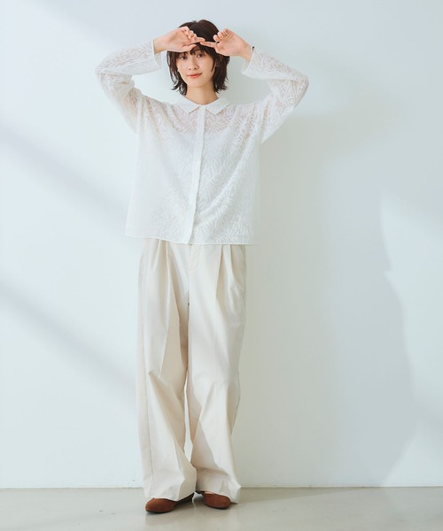 CROSS FUNCTION（クロスファンクション）の「《洗える》サマ美え シアージャガードレースニットカーディガン【CROSS FUNCTION/クロスファンクション】（カーディガン/ボレロ・レディース・ホワイト/チャコールグレー/ブルー・LL/M/L）」の10枚目の写真