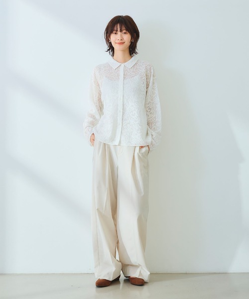 CROSS FUNCTION（クロスファンクション）の「《洗える》サマ美え シアージャガードレースニットカーディガン【CROSS FUNCTION/クロスファンクション】（カーディガン/ボレロ・レディース・ホワイト/チャコールグレー/ブルー・LL/M/L）」の11枚目の写真