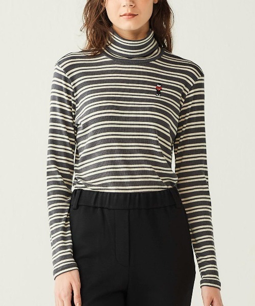 Picone CLUB(ピッコーネクラブ)の「フライスボーダーハイネックプルオーバー(Tシャツ/カットソー・レディース・ブラック/グレー/ベージュ・L/M/S)」の10枚目の写真