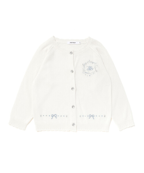 SLAP SLIP（スラップスリップ）の「ジュエル風ボタン縁スカラップニットカーディガン(90~130cm)（カーディガン/ボレロ・キッズ・レッド/オフホワイト・90cm/110cm/100cm/120cm/130cm）」の15枚目の写真