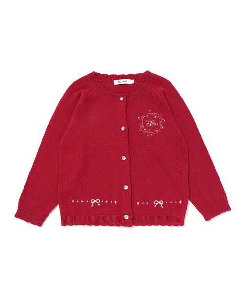 SLAP SLIP（スラップスリップ）の「ジュエル風ボタン縁スカラップニットカーディガン(90~130cm)（カーディガン/ボレロ・キッズ・レッド/オフホワイト・90cm/110cm/100cm/120cm/130cm）」の17枚目の写真