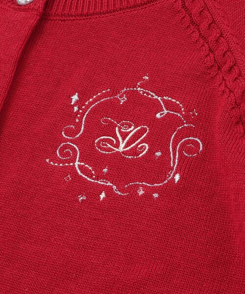 SLAP SLIP（スラップスリップ）の「ジュエル風ボタン縁スカラップニットカーディガン(90~130cm)（カーディガン/ボレロ・キッズ・レッド/オフホワイト・90cm/110cm/100cm/120cm/130cm）」の20枚目の写真