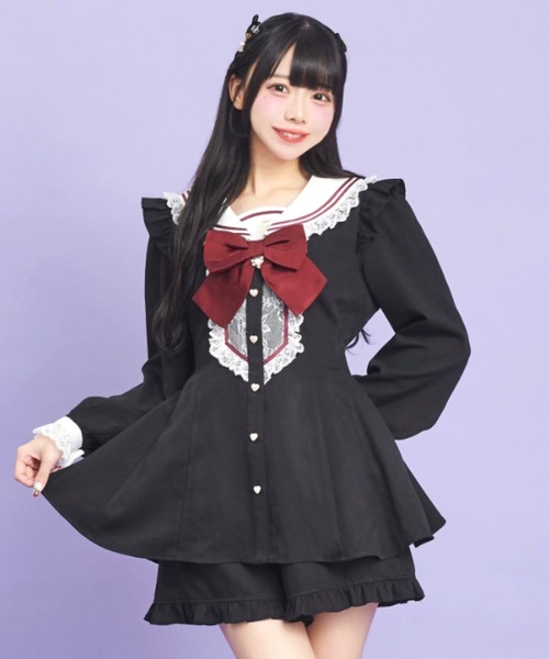 Secret Honey レースヨークセーラーカラーセットアップシークレットハニ レースヨークセーラーカラーセットアップ（セットアップ）｜Secret