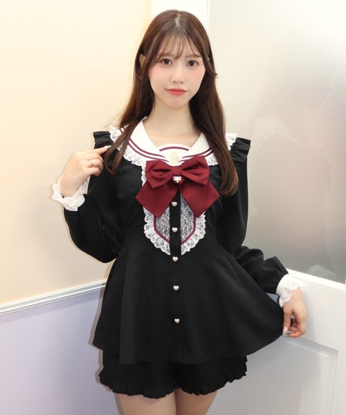 セール】レースヨークセーラーカラーセットアップ（セットアップ