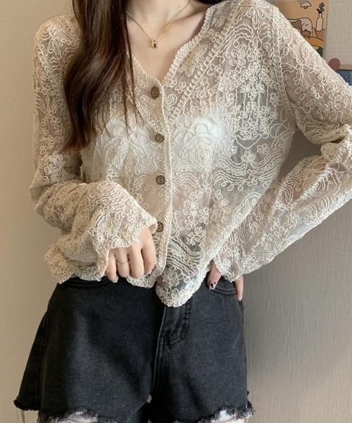 cammie（キャミー）の「レースシャツトップス（シャツ/ブラウス・レディース・ホワイト/アイボリー・FREE）」の11枚目の写真