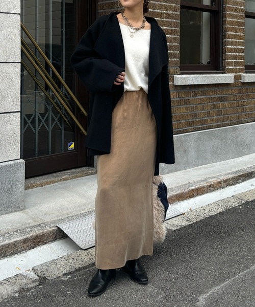 DouDou（ドゥドゥ）の「ハンドメイドミドル丈コート（その他アウター・レディース・グレイッシュベージュ/ピンク/オフホワイト/ブラック・FREE）」の5枚目の写真