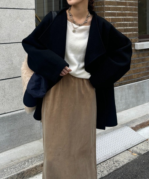 DouDou（ドゥドゥ）の「ハンドメイドミドル丈コート（その他アウター・レディース・グレイッシュベージュ/ピンク/オフホワイト/ブラック・FREE）」の9枚目の写真