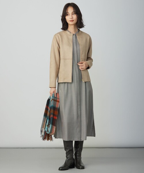 J.PRESS(ジェイプレス)の「スエードダンボール ブルゾン(ブルゾン・レディース・ブラウン系/ベージュ系・LARGE/MEDIUM)」の5枚目の写真
