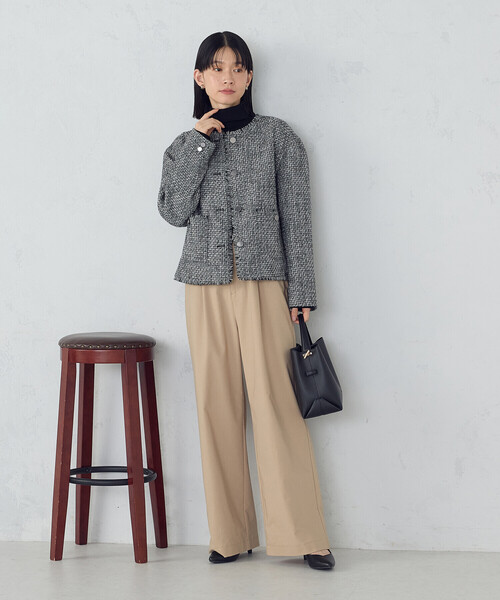 COMME CA ISM（コムサイズム）の「ファンシーツイード　ノーカラージャケット（ノーカラージャケット・レディース・ブラック/グレー・LARGE/MEDIUM）」の22枚目の写真