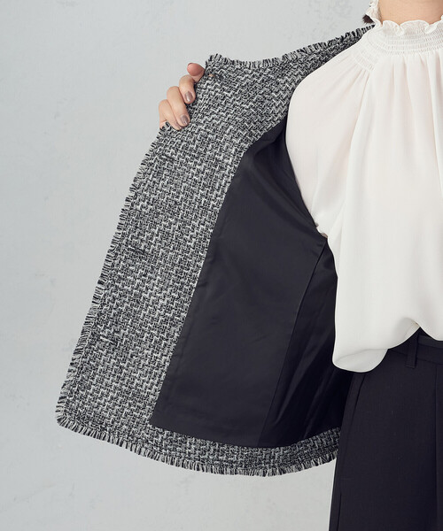 COMME CA ISM（コムサイズム）の「ファンシーツイード　ノーカラージャケット（ノーカラージャケット・レディース・ブラック/グレー・LARGE/MEDIUM）」の15枚目の写真