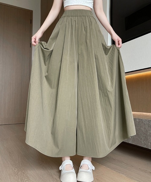 Miniministore(ミニミニストア)の「ワイドパンツ 冷感キュロットパンツ春夏秋(チノパンツ・レディース・ブラック/ライトブルー/ライトベージュ/カーキ/ダークグレー/ピンク/イエロー/ラベンダー・FREE)」の4枚目の写真