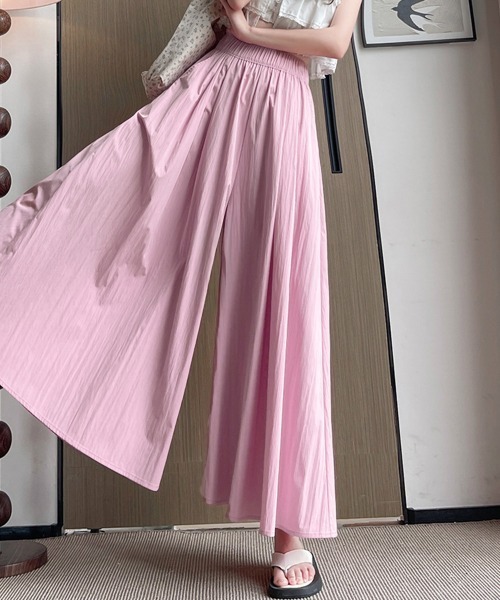 Miniministore(ミニミニストア)の「ワイドパンツ 冷感キュロットパンツ春夏秋(チノパンツ・レディース・ブラック/ライトブルー/ライトベージュ/カーキ/ダークグレー/ピンク/イエロー/ラベンダー・FREE)」の8枚目の写真