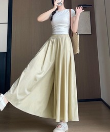 ワイドパンツ 冷感キュロットパンツ春夏秋