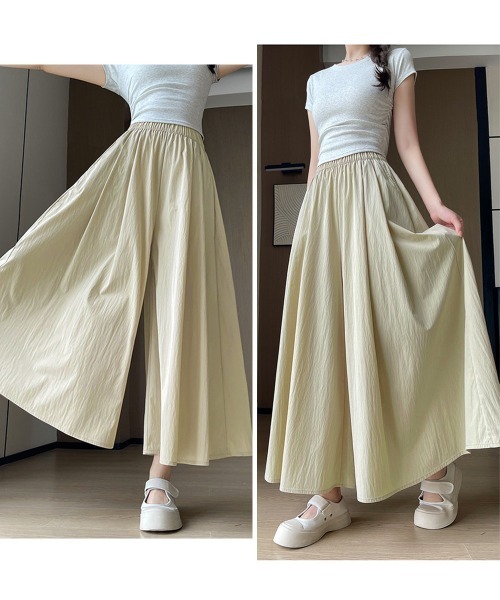 Miniministore(ミニミニストア)の「ワイドパンツ 冷感キュロットパンツ春夏秋(チノパンツ・レディース・ブラック/ライトブルー/ライトベージュ/カーキ/ダークグレー/ピンク/イエロー/ラベンダー・FREE)」の14枚目の写真