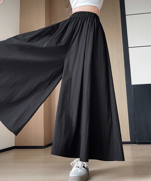 Miniministore(ミニミニストア)の「ワイドパンツ 冷感キュロットパンツ春夏秋(チノパンツ・レディース・ブラック/ライトブルー/ライトベージュ/カーキ/ダークグレー/ピンク/イエロー/ラベンダー・FREE)」の12枚目の写真