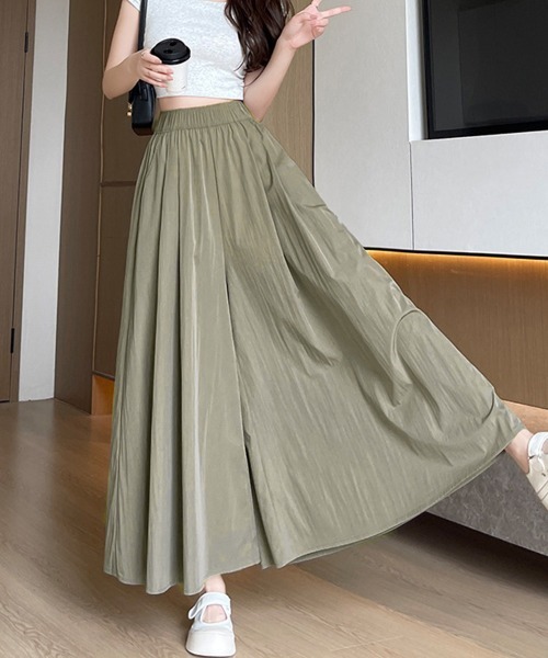 Miniministore(ミニミニストア)の「ワイドパンツ 冷感キュロットパンツ春夏秋(チノパンツ・レディース・ブラック/ライトブルー/ライトベージュ/カーキ/ダークグレー/ピンク/イエロー/ラベンダー・FREE)」の10枚目の写真