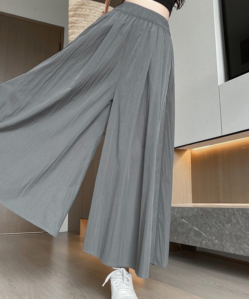 Miniministore(ミニミニストア)の「ワイドパンツ 冷感キュロットパンツ春夏秋(チノパンツ・レディース・ブラック/ライトブルー/ライトベージュ/カーキ/ダークグレー/ピンク/イエロー/ラベンダー・FREE)」の9枚目の写真