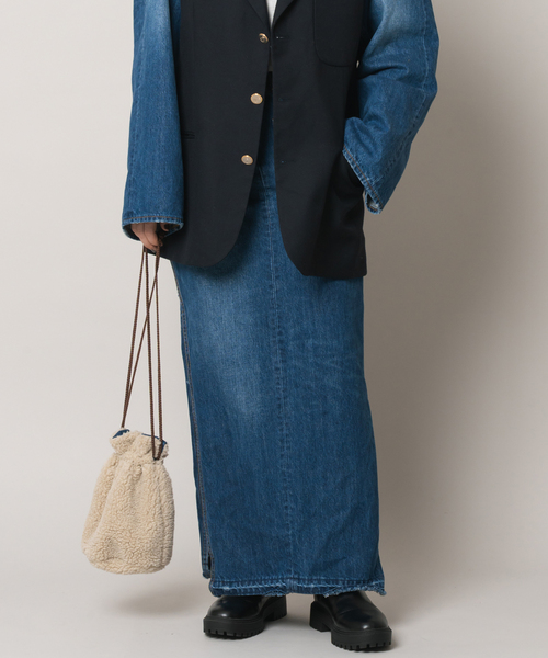 Bonum(ボナム)の「リメイクスリットターンドスカート(デニムスカート・レディース・ネイビー/コバルトブルー・26/30/28)」の1枚目の写真