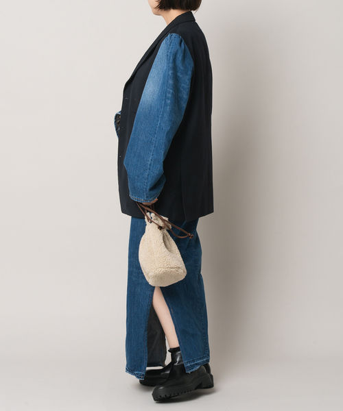 Bonum(ボナム)の「リメイクスリットターンドスカート(デニムスカート・レディース・ネイビー/コバルトブルー・26/30/28)」の4枚目の写真